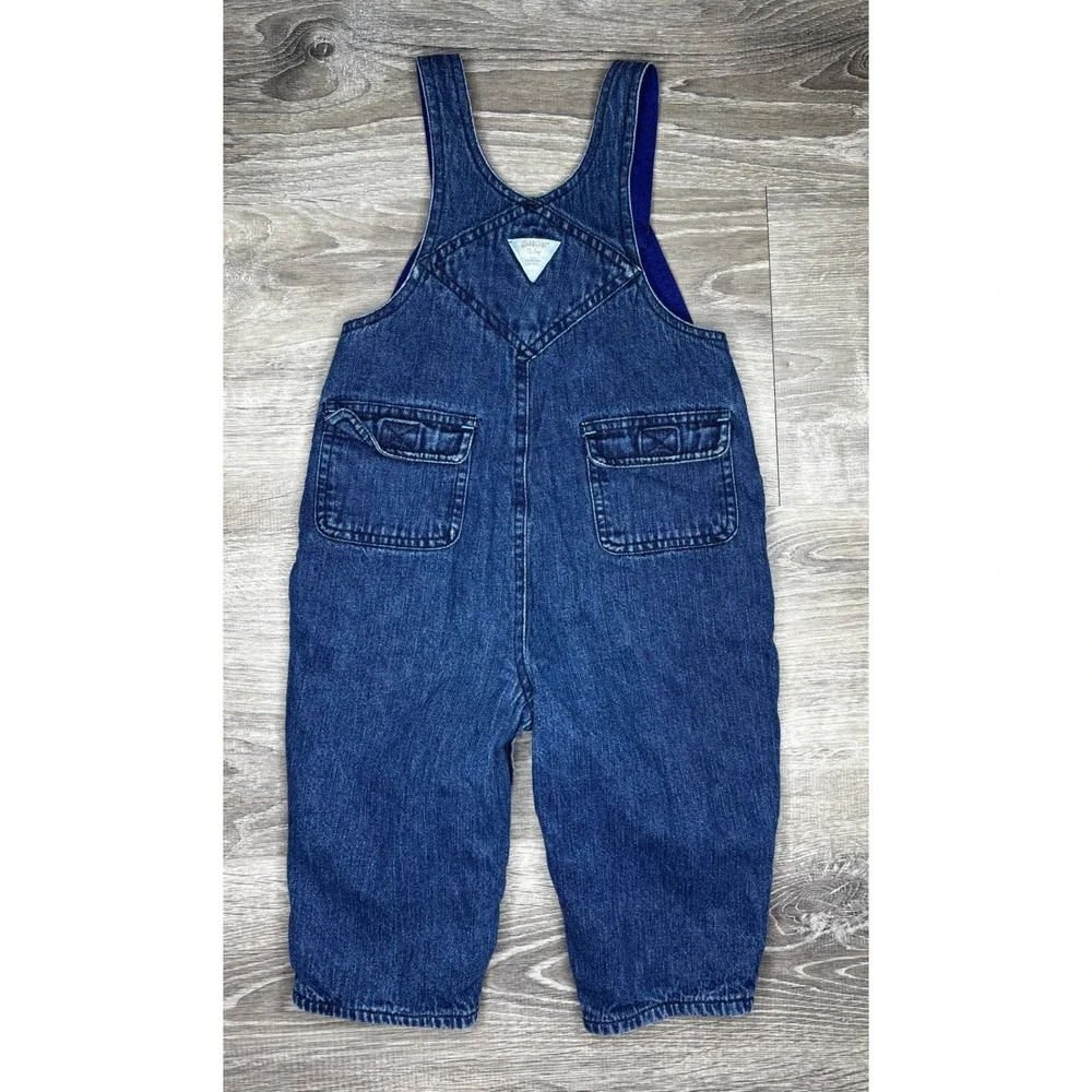 Vintage‎ OshKosh B'gosh Baby Denim Lined Animal Embroidered Overalls 18 Months